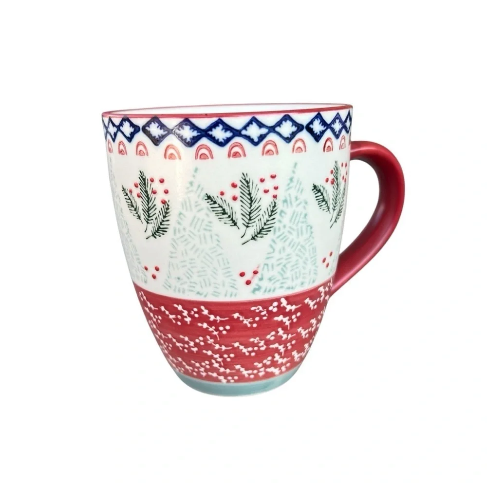 West Elm Scandi Forest Hand-Painted Stoneware Holiday Coffee Mug Replacement